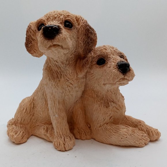 Lab Pups Stone Critters Dog Figurine Labrador Retriever Yellow Vintage - Picture 11 of 11